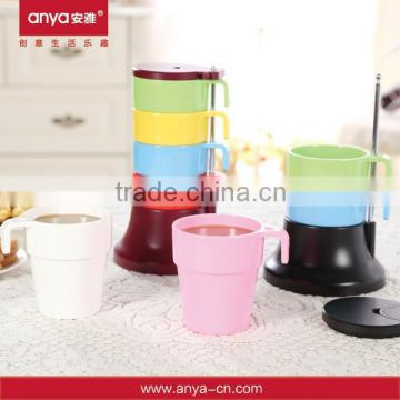 D480 Colorful design looks creative products cup and saucer plastic coffee cup of excellent quality