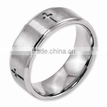stainless steel Flat Cross 8mm Satin Band