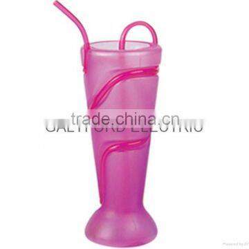 Plastic drinking straw cup with lid - 400ml