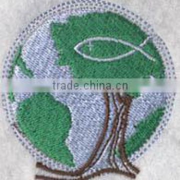 round green leaf tree patches/ round design 100% custome embroidered badge