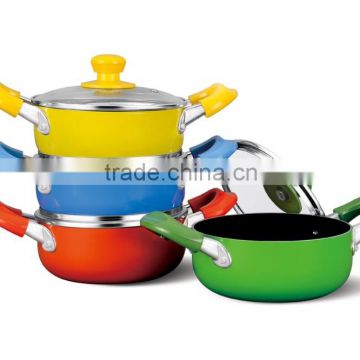 Durable Rainbow Aluminum Non-stick Ceramicl Casserole Sauce pot Cooking Potcookware set cooking pot induction cooker use