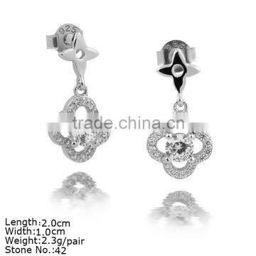 GZA2-004 Fashion Style Silver Jewelry Stud Earring with CZ Stone Simple Stud Earring