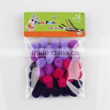 Factory supply DIY crafts purple series pompoms toys for kids or wedding party decoration