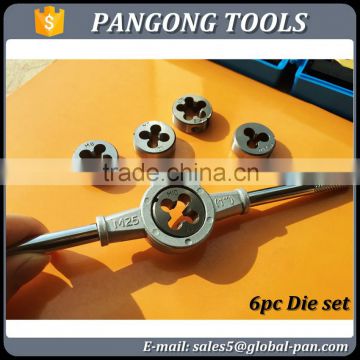 6pcs thread cutting die set mini hand tool kit tap and die