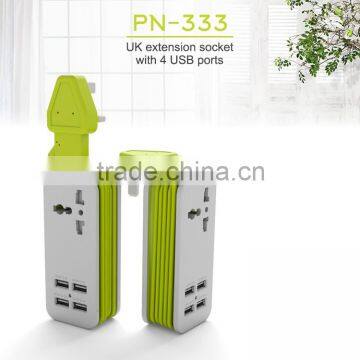 PN-333, UK type 5V 4.2A extension socket with 4 USB charge ports