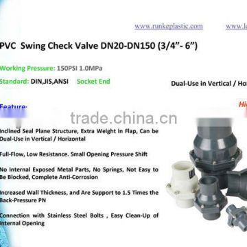 PVC Horizontal Swing Wafer Check Valves DIN ANSI JIS Standard
