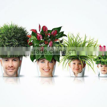 Smiling Family Ceramic Flower Pots with Decal Printing