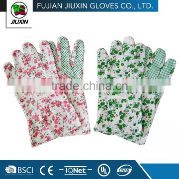 Drill cotton garden glove with PVC dots on palm