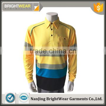High quality contrast color Australia reflective workwear hi vis 3M tape safety polo shirt