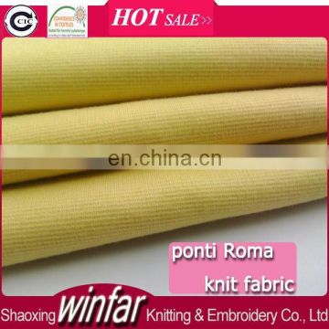 Winfar Textile Plain Dyed Solid Color Knit Ponte De Roma Polyester Viscose Blend Fabric