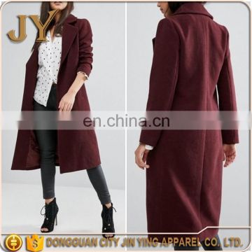 Ladies Garment Beautiful Long Burgundy Coats for Women Knee Length Jackets for Girls OEM Service Supplier Overcoat