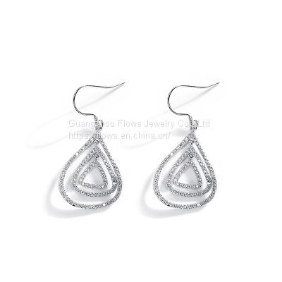 S925 sterling silver jewelry ladies earrings full diamond earrings fashion triangle earrings factory wholesale