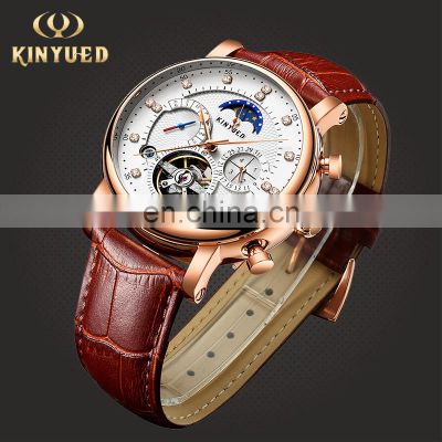 KINYUED J025 Men's Mechanical Watch Leather Belt Automatic Calendar Auto Date Luxury Men Watches