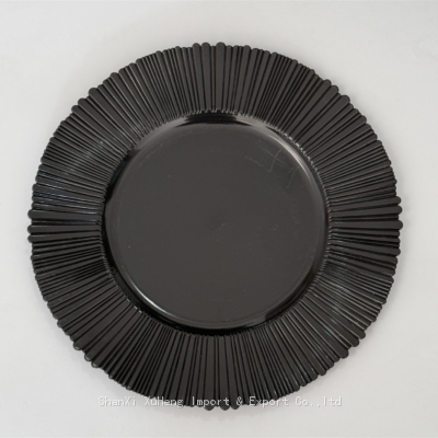 Black Plastic Round Charger Plates Dinnerware Dishes Plates For Wedding Decoration