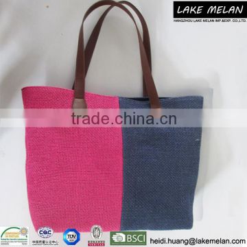 100%Paper Bag (Straw Bag) In Rose-carmine/Navy