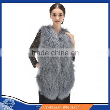 Long Irregular Style Winter Luxurious Whole Hide mongolian sheep fur Gilet