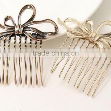 wholesale price china hair bow gold plated metal hair comb wedding hair pieces