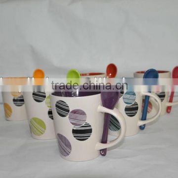11oz promotional two tone ceramic mug with spoon