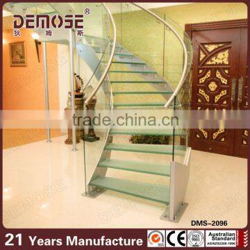 Waterproof tread frameless glass railing glass railing prefabricated stairs