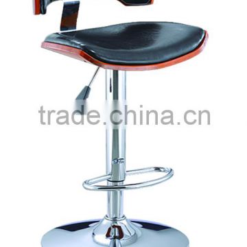 Black Leather Modern Wood Bar Chair for Home Use
