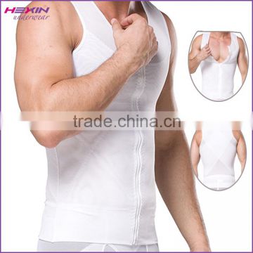 Men Translucent White Mesh Zipper Slimming Back Perfect Body Shaper