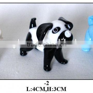 white and black glass dog set for gift