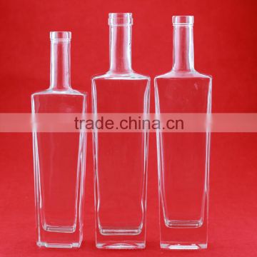 High quality low price bottle with metal cap Clear square olive oil bottle custom glass bottle