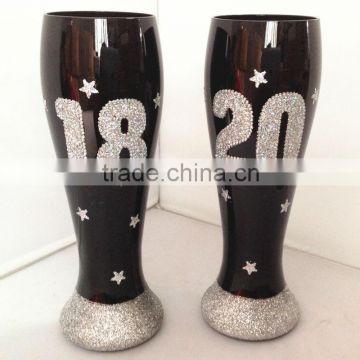 new design black hand made beer glass
