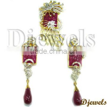 Real Diamond Pendant Sets, Diamond Gold pendant Sets, Diamond Jewelry
