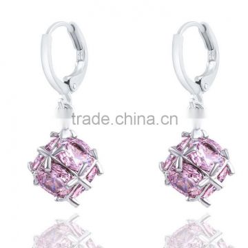 Lovely Pink crystal jewelry earring china manufacturer arabic gold earring designs