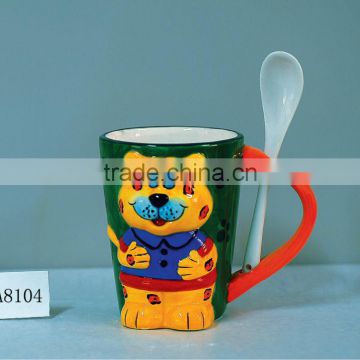 promotional ceramic tiger mug with spoon