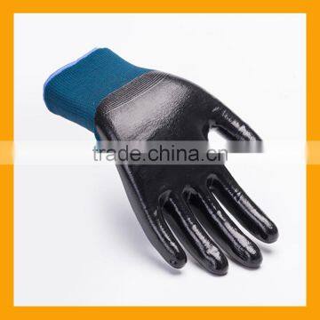 ZMSAFETY High Elastic Nylon Liner Nitrile Gloves Oil Resistant Nitrile Labor Gloves Black Smooth Finish Nitrile Gloves