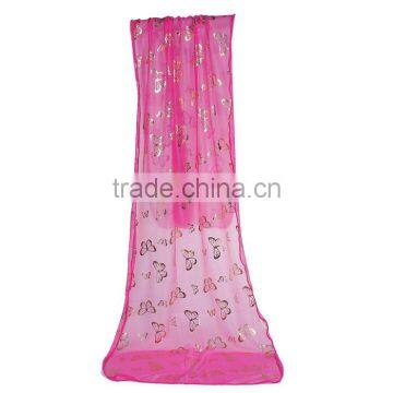 Imitation Silk Scarves & Wraps Rectangle Golden Fuchsia Butterfly China Scarf