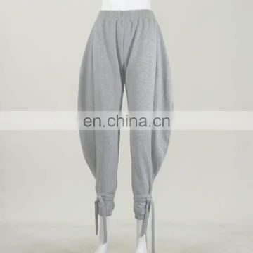New Design 2020 Custom Women Solid Color Elastic Waist Causal Trousers Personalized Foot Straps Jogger Sweat Pants