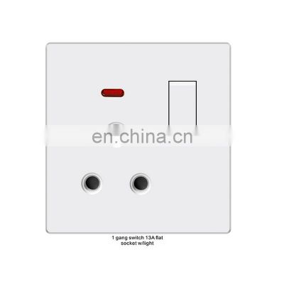 New design 15A white flame retardant PC panel three-pole socket plug electrical wall socket switch panel