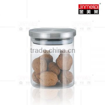 Glass Jar with Stainless Steel Lid ,Borosilicate glass Canister, Tea Canister, Storage Tin