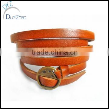 Popular jewelry orange sheepskin leather bracelet for women