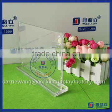 Factory Manufacturer clear T shape table tent card holder wholesale / acrylic munu holder