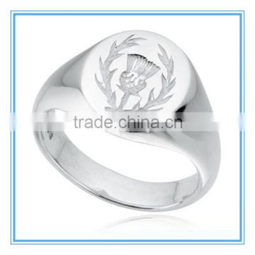 Stainless Steel Scottish Thistle Hallmarked Signet Ring