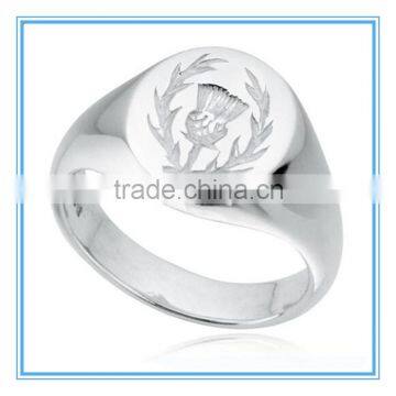 Stainless Steel Scottish Thistle Hallmarked Signet Ring