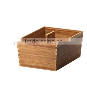2015 new design Bamboo Drawer Organizer kitchen desk storage Boxes with handle flexible storage wholesale