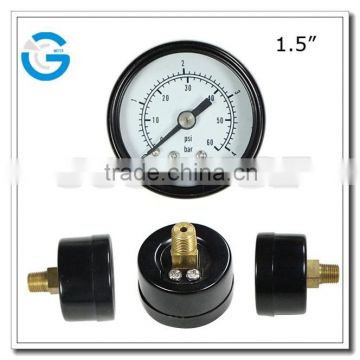 High quality brass internal black steel pressure gauge 0-4bar with back mounting