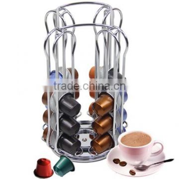 New Design Chrome Metal Rotating Coffee Capsule Stand