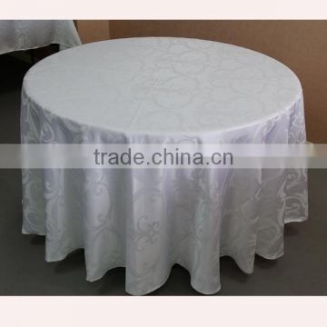 White beautiful polyester round jacquard table cloth