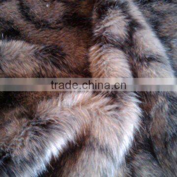 Jacquard print high pile fake mink fur fabric