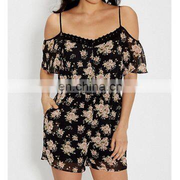 2017 Summer street Fashion ladies floral printed jumpsuits