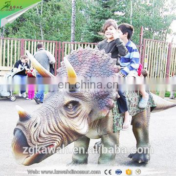 KAWAH Indoor Or Outdoor Steel Frame Triceratops Ride Artificial Walking Dinosaur Rides For Children