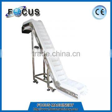 Food grade stainless steel inclining belt conveyor for potato chips, candies