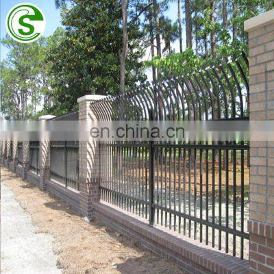 Iron tubular fencing Custom black metal picket fence steel fence with factory price