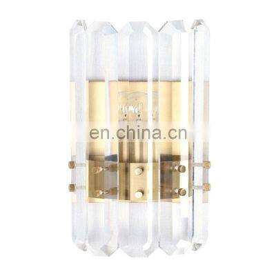 Amazing unique design antique brass finishing clear crystal wall lamp for home lighting